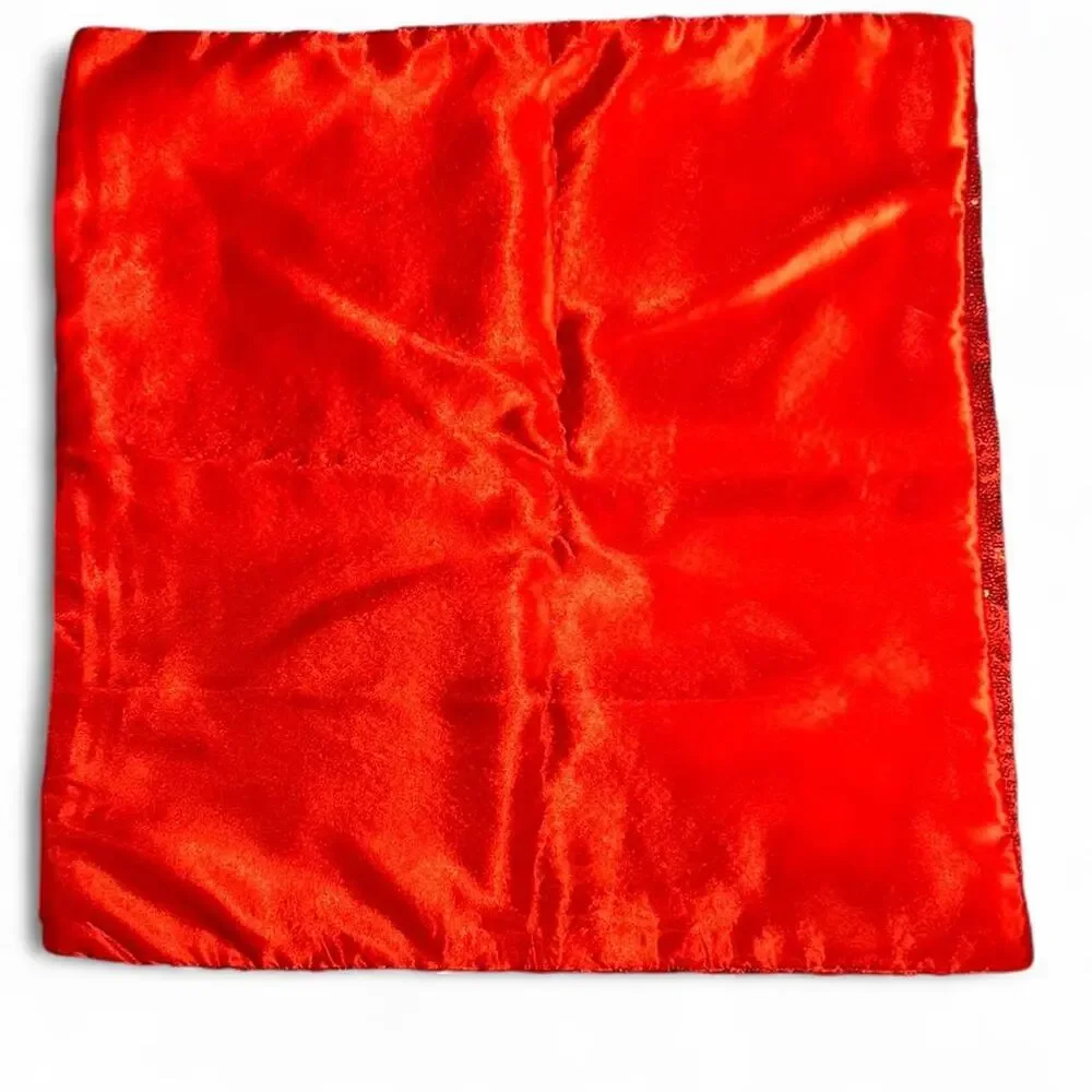Cherry Red Sequin Satin Pillow Cover Glamour Dopamine Home Decor 18”